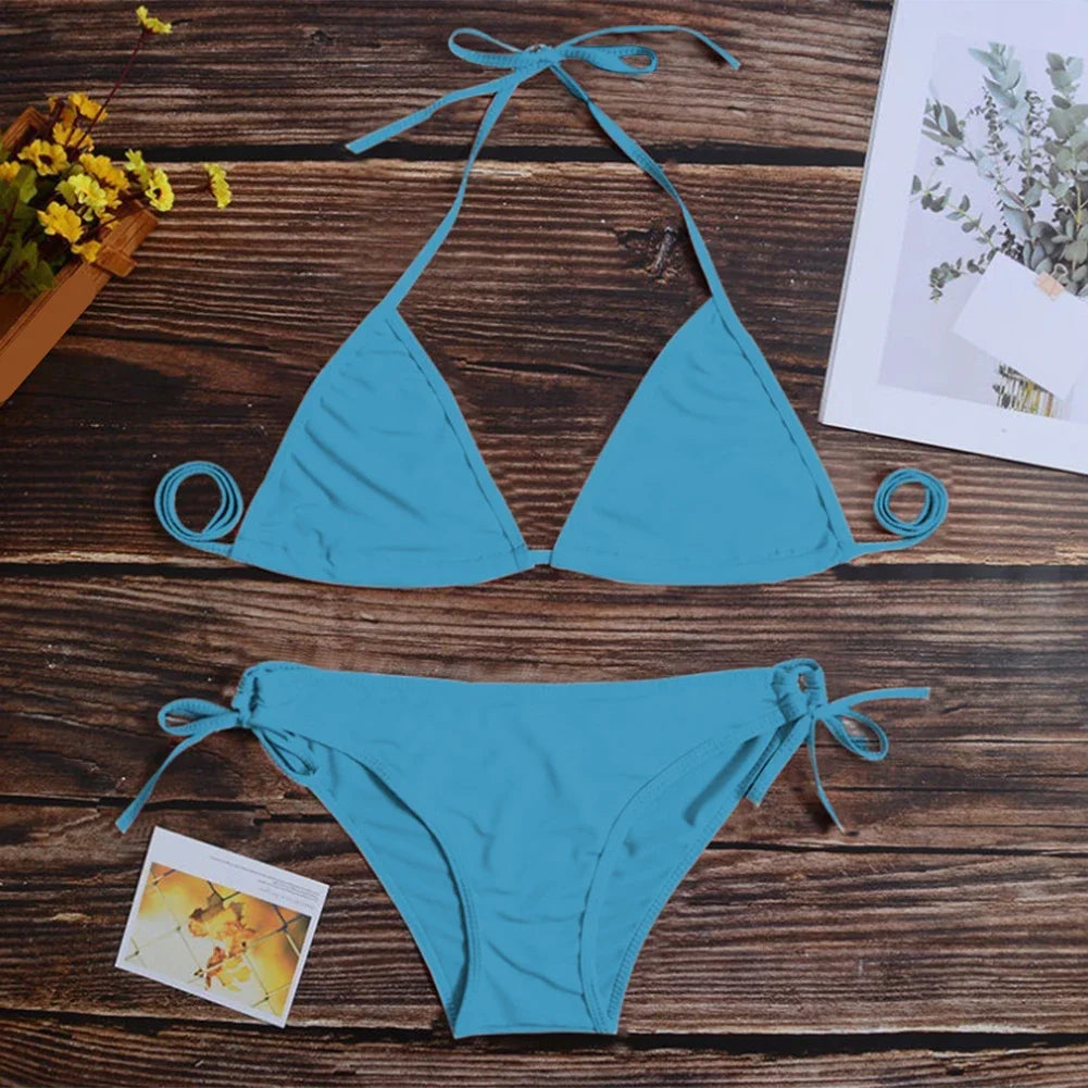 Women'S Underwear Thong Bikini Set Swimsuit Bandage Style Brazilian Swimwear Soft Briefs Sexy Bra Lingerie Woman Clothing Summer