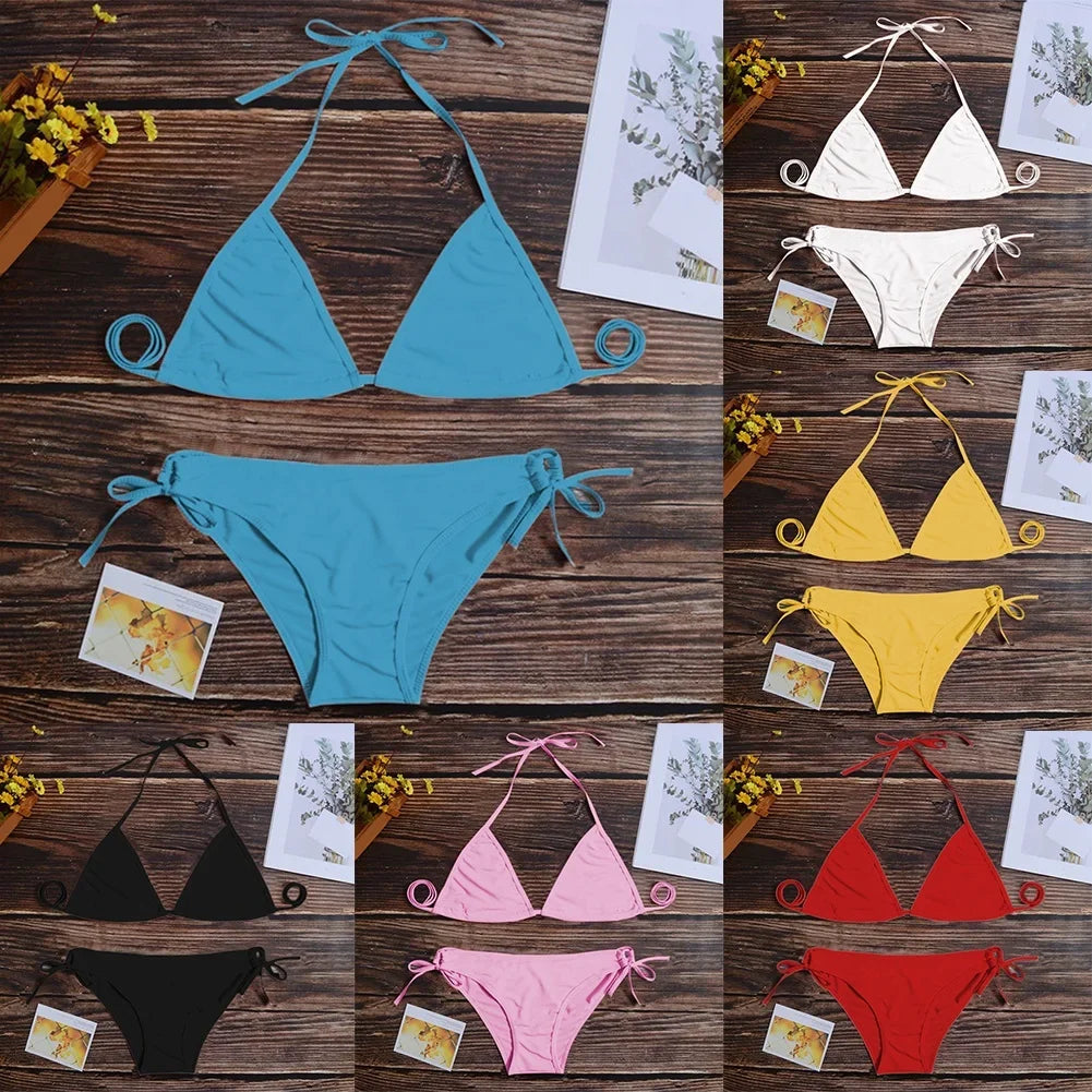Women'S Underwear Thong Bikini Set Swimsuit Bandage Style Brazilian Swimwear Soft Briefs Sexy Bra Lingerie Woman Clothing Summer