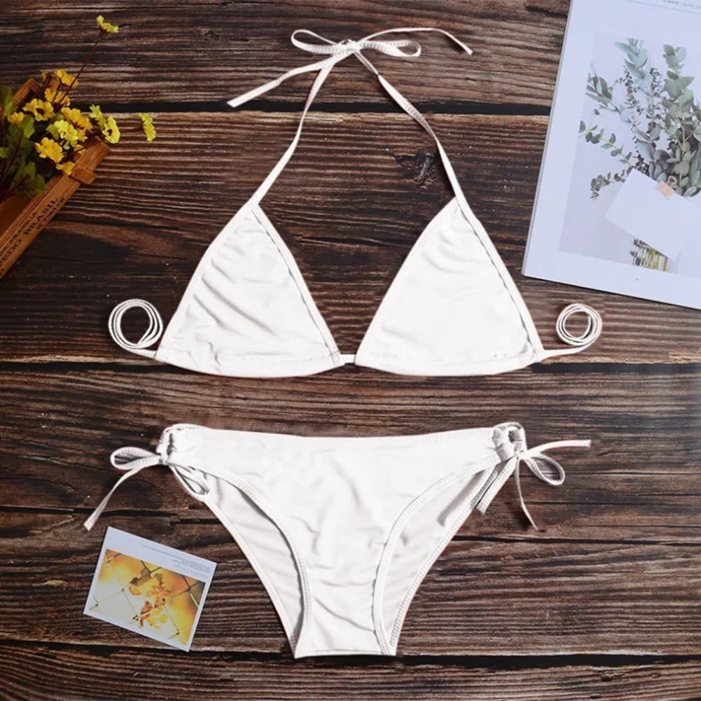 Women'S Underwear Thong Bikini Set Swimsuit Bandage Style Brazilian Swimwear Soft Briefs Sexy Bra Lingerie Woman Clothing Summer